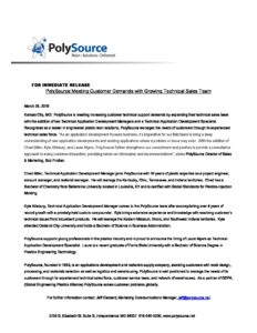 Read PolySource Meeting Customer Demands with Growing Technical Sales Team